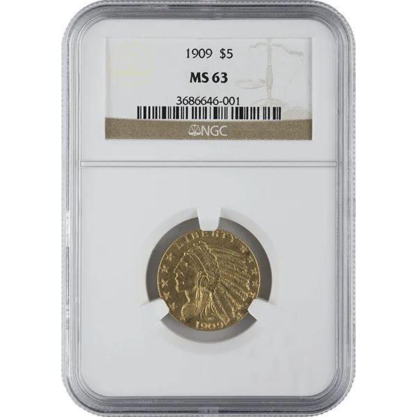 Ms63 $5 Indian (obverse)