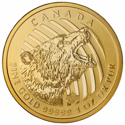 1 oz Canadian Gold Roaring Grizzly Coin