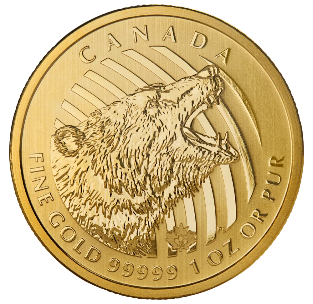 1 oz Canadian Gold Roaring Grizzly Coin