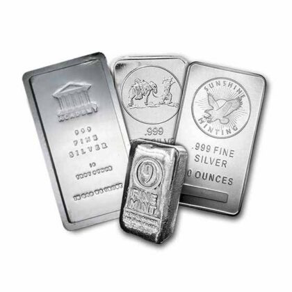 10 oz silver bars from assorted brands