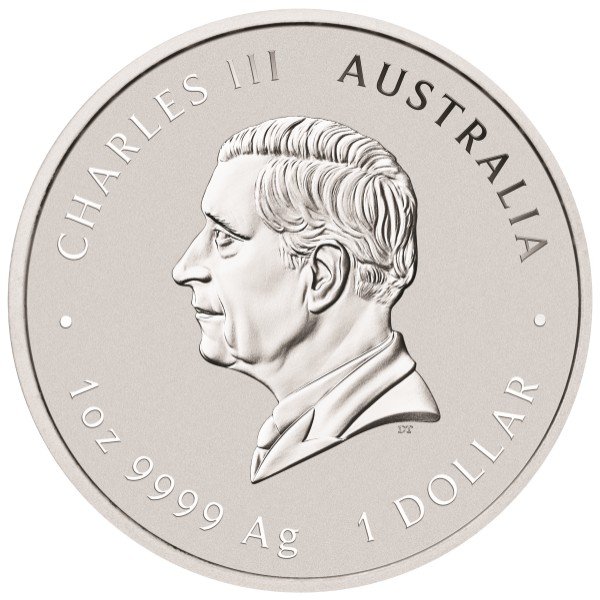 2027 1 oz Australian Silver Lunar Year of the Goat Coin, King Charles III side