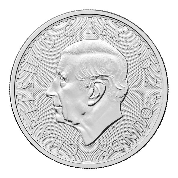 2027 1 oz British Silver Britannia Coin, King Charles III side